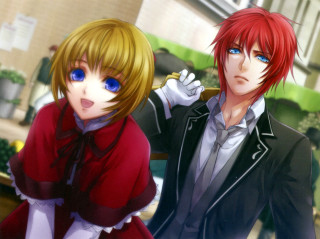 Anime characters city street formal - two anime character free wallpaper