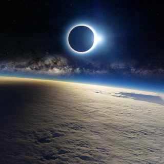 Solar eclipse earth horizon view 6 - free space wallpaper for tablet
