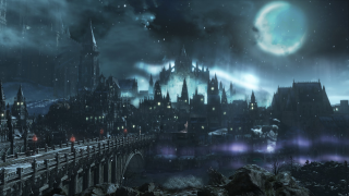 City bridge buildings night full - bloodborne free wallpaper