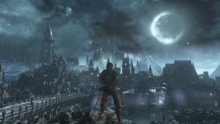 Man hill city night moon - bloodborne free wallpaper