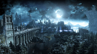 Fantasy city bridge castle night - bloodborne free wallpaper