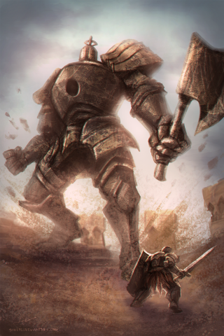 Man armor sword shield field - artur tarnowski free wallpaper for mobile