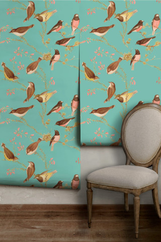 Chair wall birdpattern wallhanging rococo - bird free wallpaper for mobile