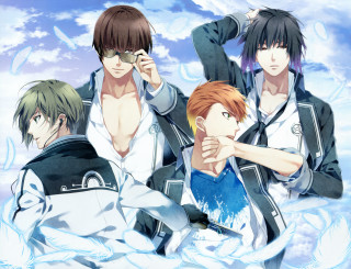 Anime characters snow clouds pointing - free seasons wallpaper for desktop