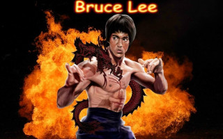 Bruce lee fire arms out - his hands out in the air free wallpaper