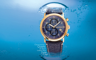 Watch blue dial gold case - a watch free wallpaper