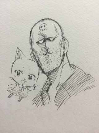 Man cat beard mustache drawing - yusuke murata free wallpaper for mobile