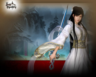 Woman white dress sword red 2 - chen yifei free wallpaper