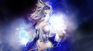 Woman sword light dark blue - arcane free wallpaper