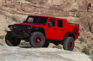 Red jeep rock cliff digital - a red jeep free wallpaper