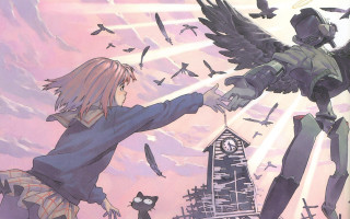 Girl robot bird clocktower manga - a giant robot free wallpaper