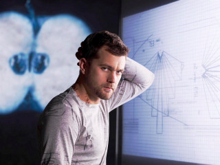 Man looking projection blueprint blue - a blue butterfly free wallpaper for desktop