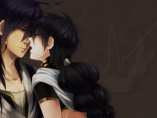 Anime couple hugging dark background 2 - vanita free wallpaper for desktop