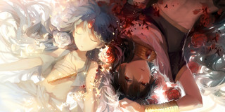 Couple women bed flowers leaves - a couple of women free wallpaper