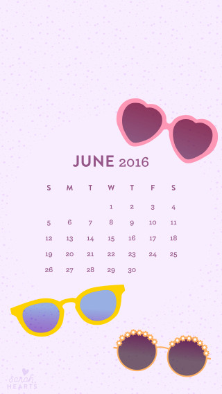 Calendar sunglasses hearts june2016 summer - claire dalby free wallpaper for mobile