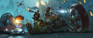 Cartoon motorcycle car city fire - bayard wu free wallpaper