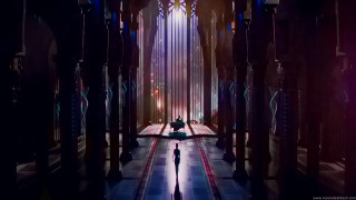 Dark room light hallway columns - a long hallway free wallpaper