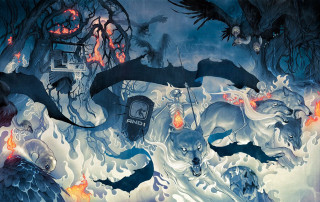 Animals forest fire smoke house - magic free wallpaper for desktop