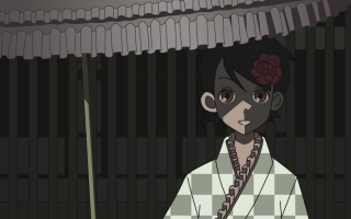 Woman flower hair bamboo wall - a chain free wallpaper