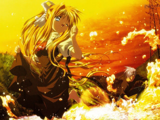 Fire water sky long hair - magical free wallpaper