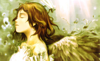 Woman wings halo painting artwork - a painting of a woman free wallpaper