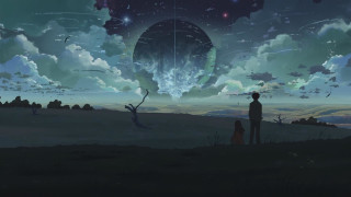 Man child sky stars clouds - a sky full free wallpaper