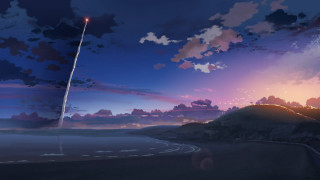 Sunset rocket flying sky clouds 3 - a rocket free wallpaper