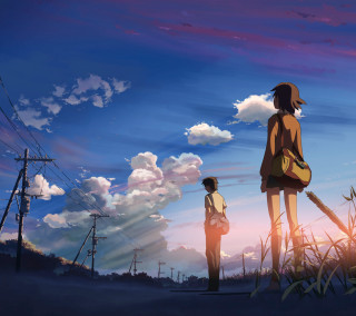 Couple people field cloudy sky 2 - a matte painting free wallpaper for tablet