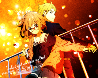 Anime couple balcony yellow red - a balcony next free wallpaper