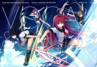 Anime girls flying arms up - their leg free wallpaper