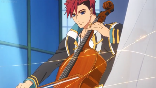 Man red hair cello room - a blue wall behind free wallpaper