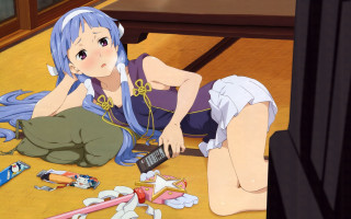 Woman laying floor remote control 3 - remote free wallpaper