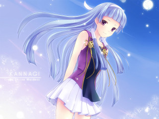Anime girl bluehair purple dress - long blue hair free wallpaper