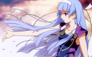 Woman blue hair purple dress - long blue hair free wallpaper for desktop