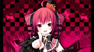 Pink hair gothic yandere smile - a black outfit free wallpaper