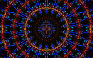 Colorful kaleiki black background blue - a red center free wallpaper