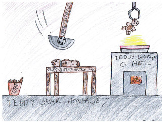 Teddy bear hanging ceiling table - a childs drawing free wallpaper