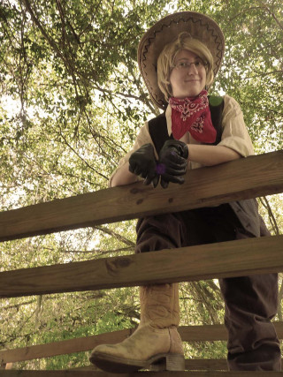 Woman cowboy hat gloves portrait - cosplay free wallpaper for mobile