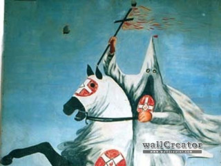 Two men horses flag cross - dark fantasy art free wallpaper