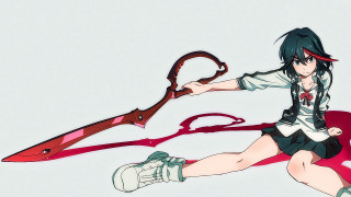 Girl with scissors in her - her waist free wallpaper