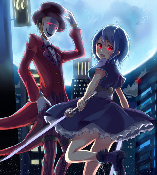 Anime couple city night full - night time free wallpaper for tablet