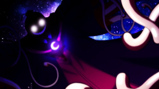 Cat glowing eye purple background - a cat free wallpaper