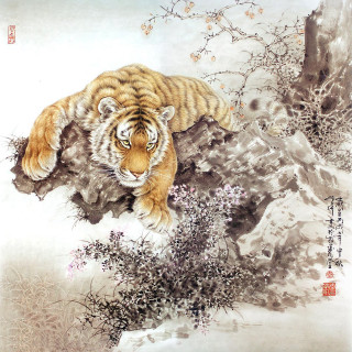 Tiger laying rock forest tree - a tree free wallpaper for tablet