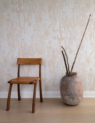 Chair vase sticks wooden floor - free 3d render wallpaper