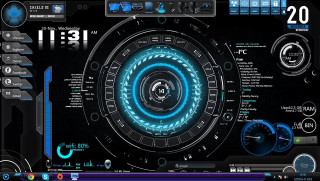 Futuristic interface blue circle numbers - side and a clock free wallpaper
