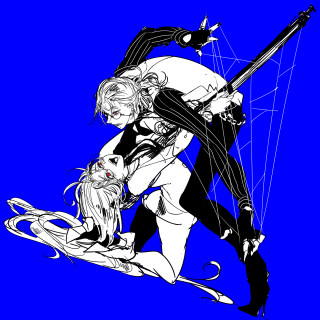 Anime couple hugging sword blue - visible free wallpaper for tablet