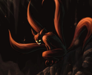 Cartoon cat glowing eyes tail - brom free wallpaper