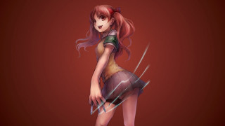 Girl long hair dress holding - scissors free wallpaper