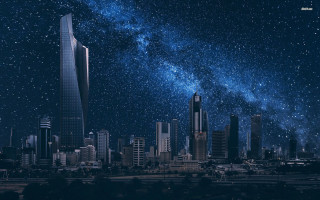 City skyline stars buildings night - amir zand free wallpaper