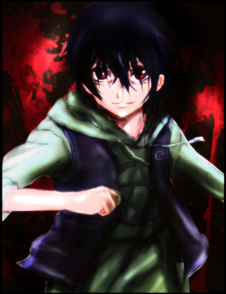 Man green black outfit knife - an anime drawing free wallpaper for mobile